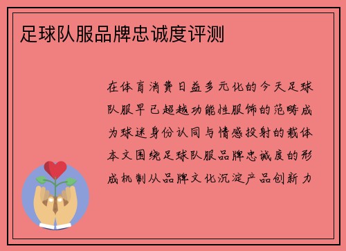 足球队服品牌忠诚度评测